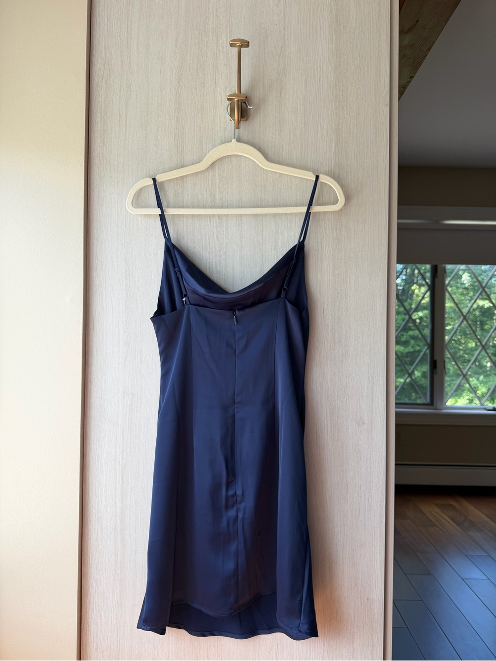 NWT Urban Outfitters Mallory Cowl Slip Mini Dress Navy Size M - Picture 3 of 5